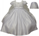 GIRLS CHRISTENING DRESS W/ BONNET HAT 0515626-WHITE